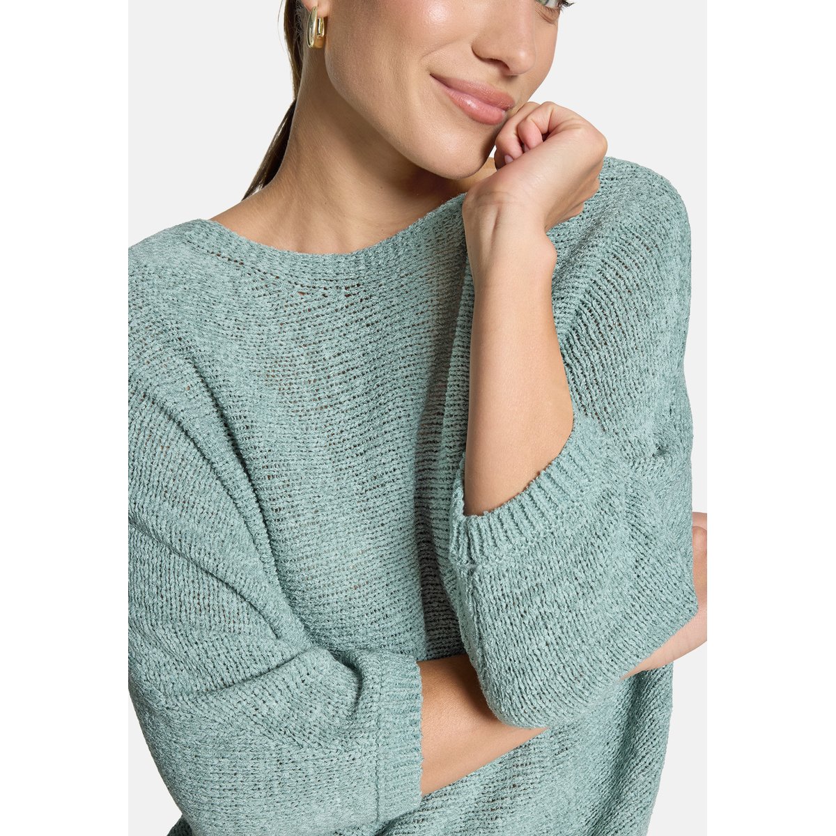 Pull-over en grosse maille à manches chauve-souris silver blue, ZERO