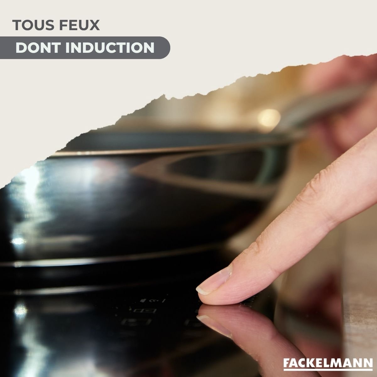 Set 3 poêles 20 24 et 28 cm en inox et 3 couvercles verre GENEVA inox|noir, FACKELMANN