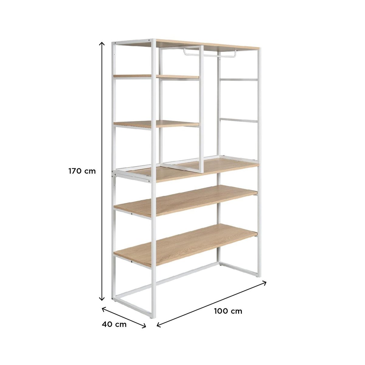 Lot de 2 portants vêtements sous combles modulables 200x85cm KADRA blanc, MOB IN