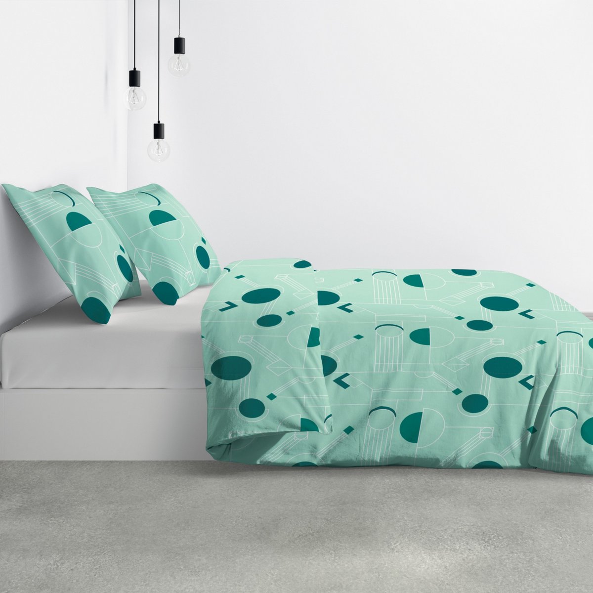 Parure de lit - housse de couette en microfibre imprimée vert, EDEN