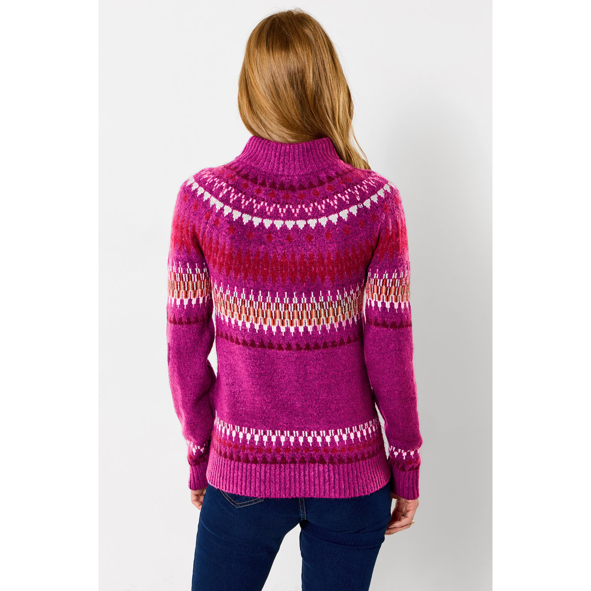 Pull Fair Isle Semi-Zippé Connie violet, JOE BROWNS
