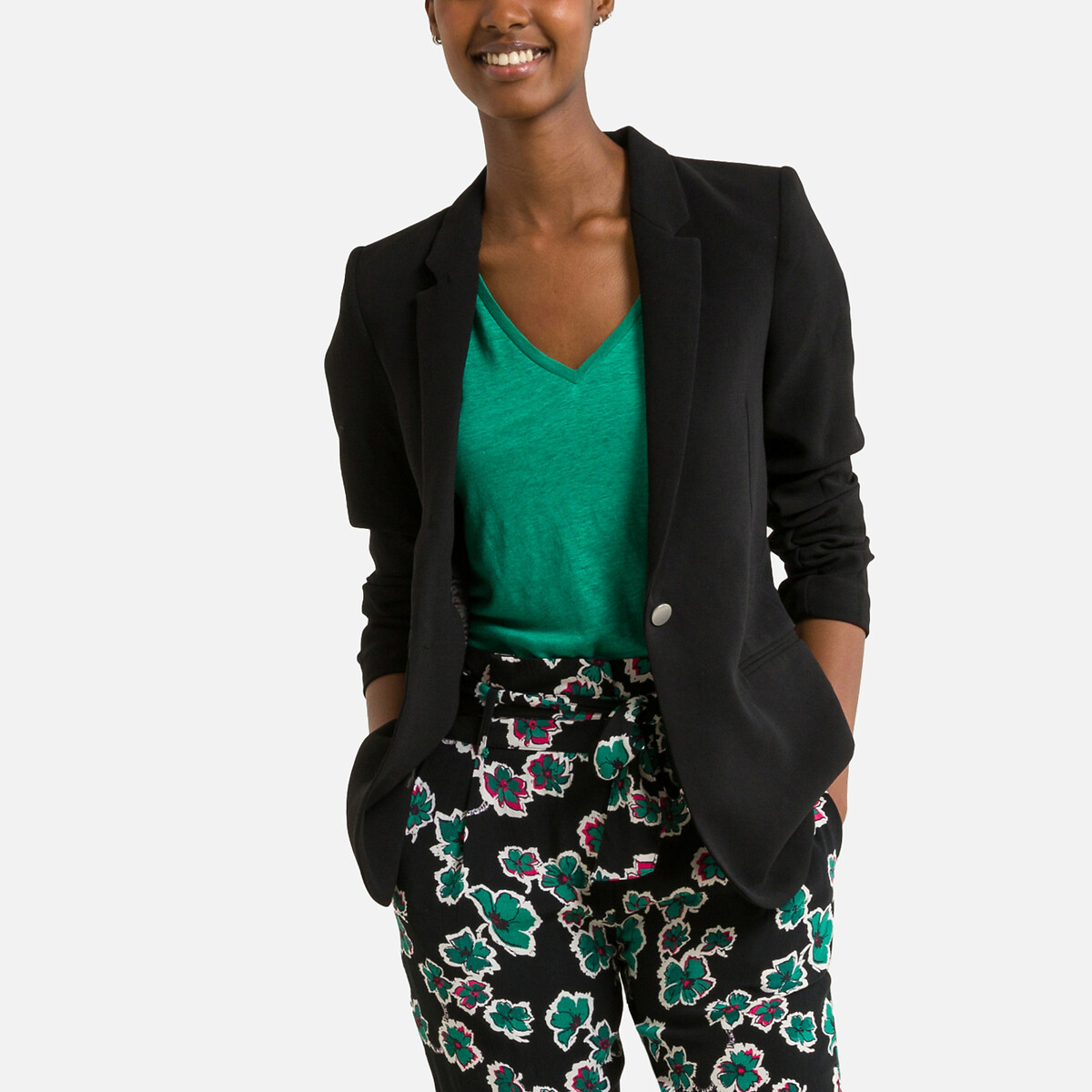 Veste tailleur en crêpe noir, IKKS