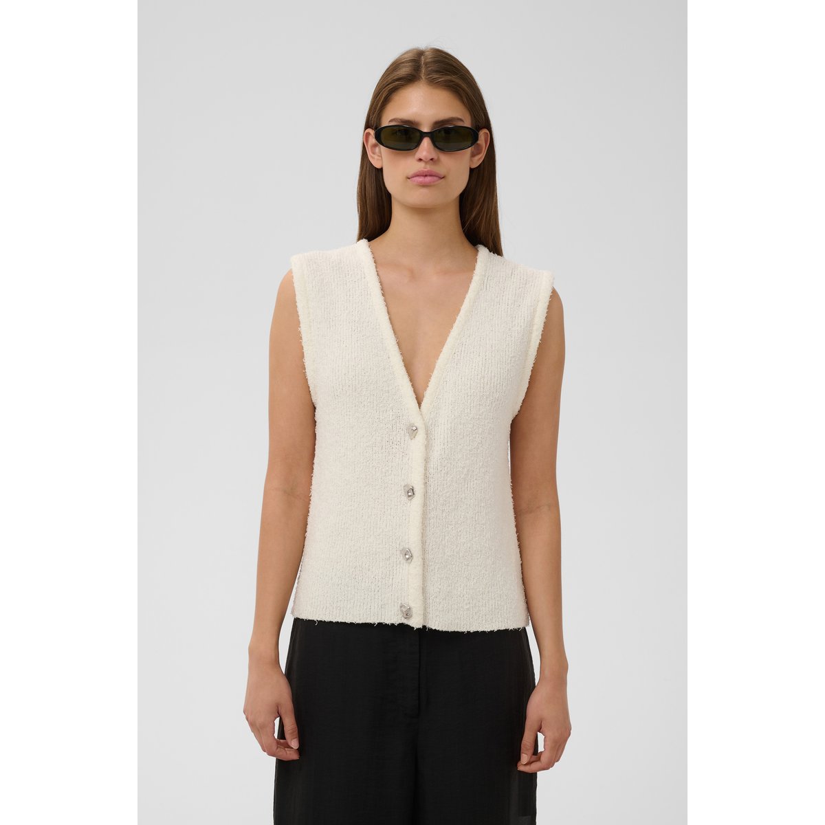 Manteau tricoté blanc broken white, SOAKED IN LUXURY