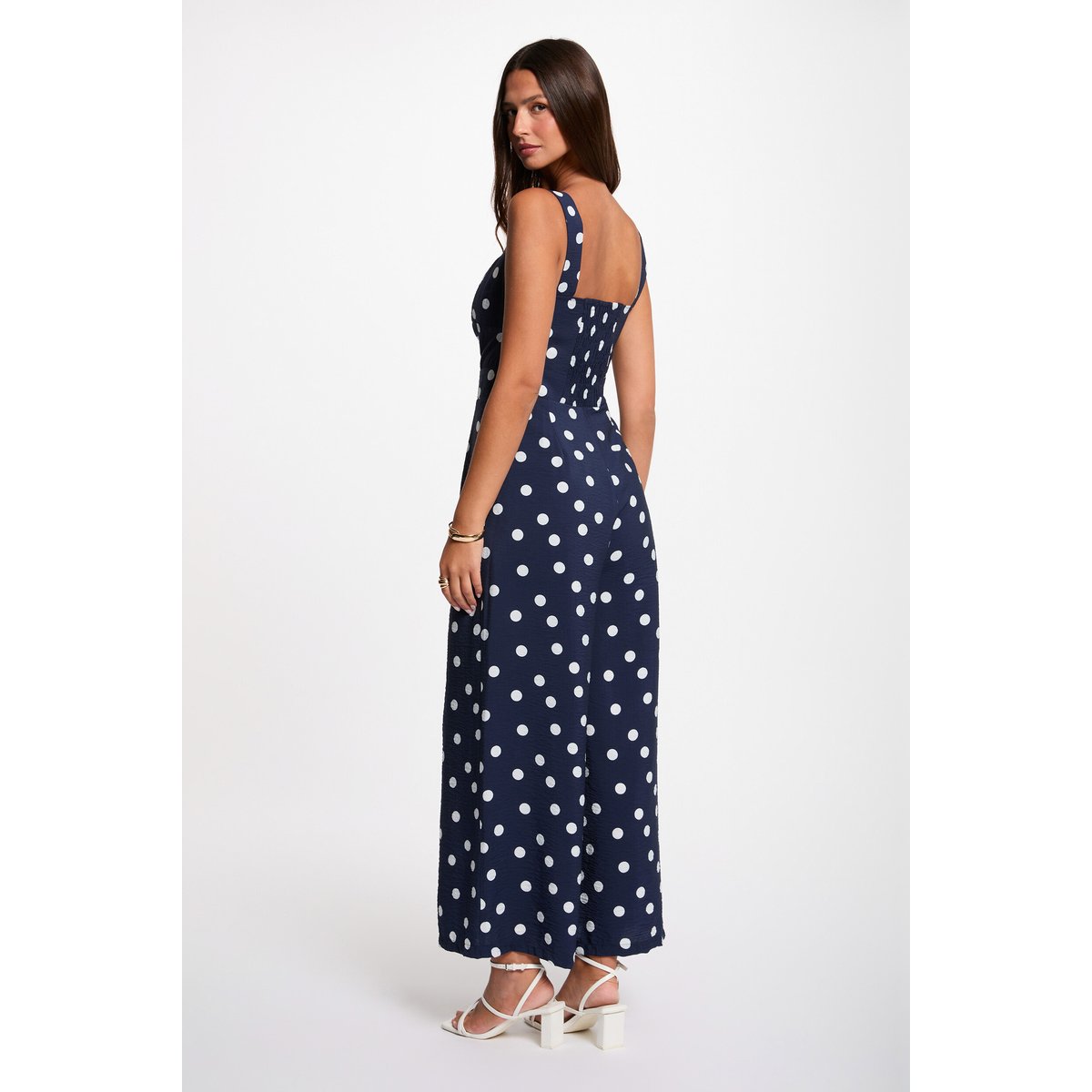 Combinaison fluide col v bleu marine, MORGAN