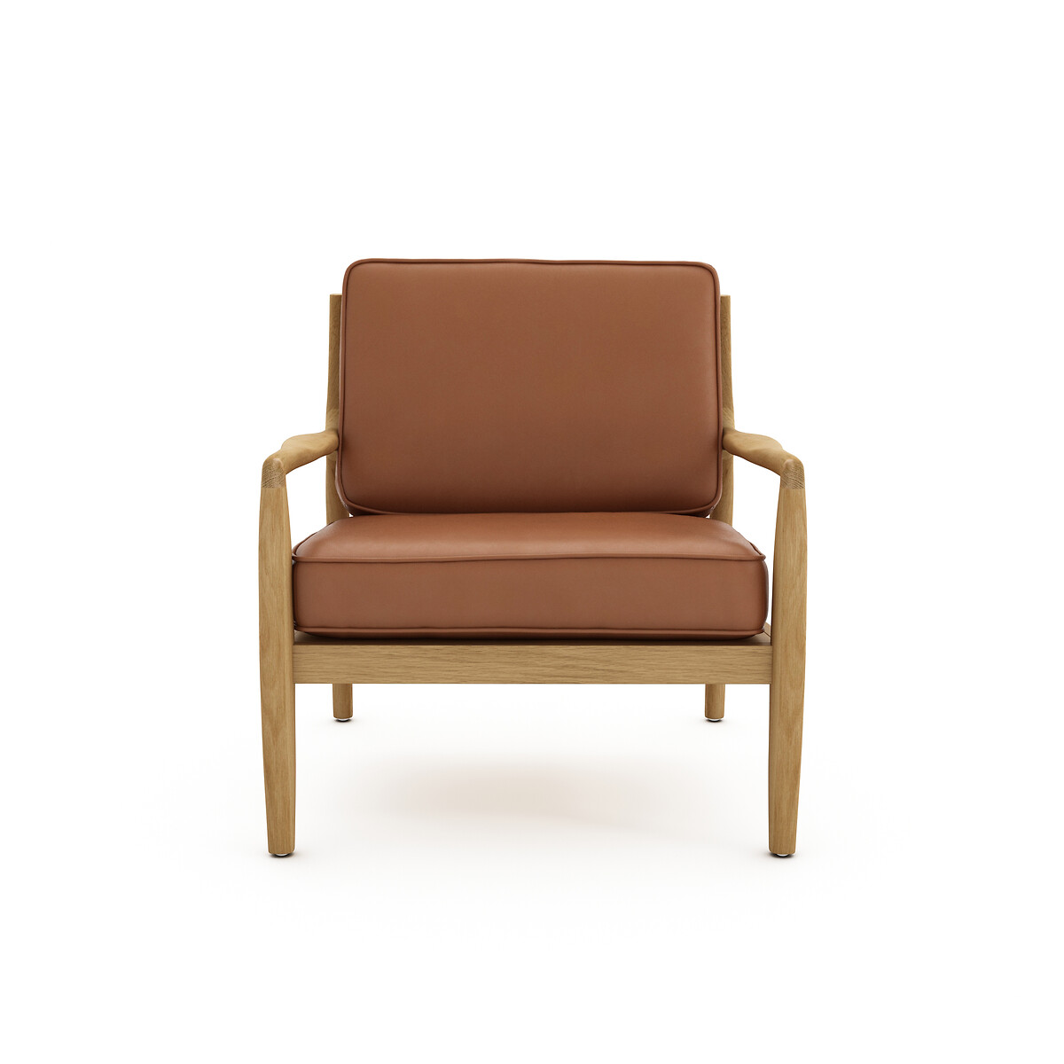 Fauteuil chêne, plaqué et cuir, Dilma marron, AM.PM