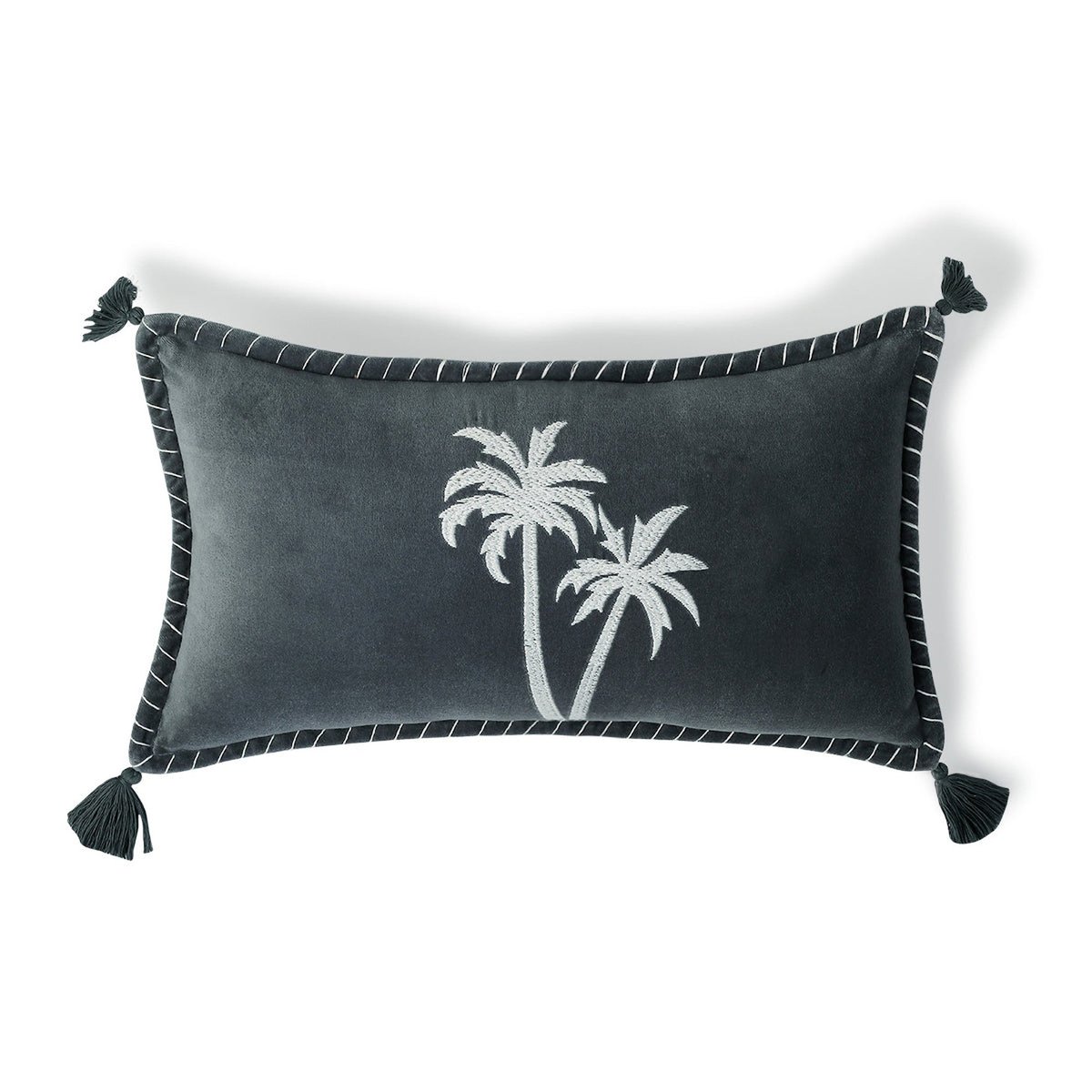 Coussin velours de coton OASIS VELOURS bleu orage, FEBRONIE