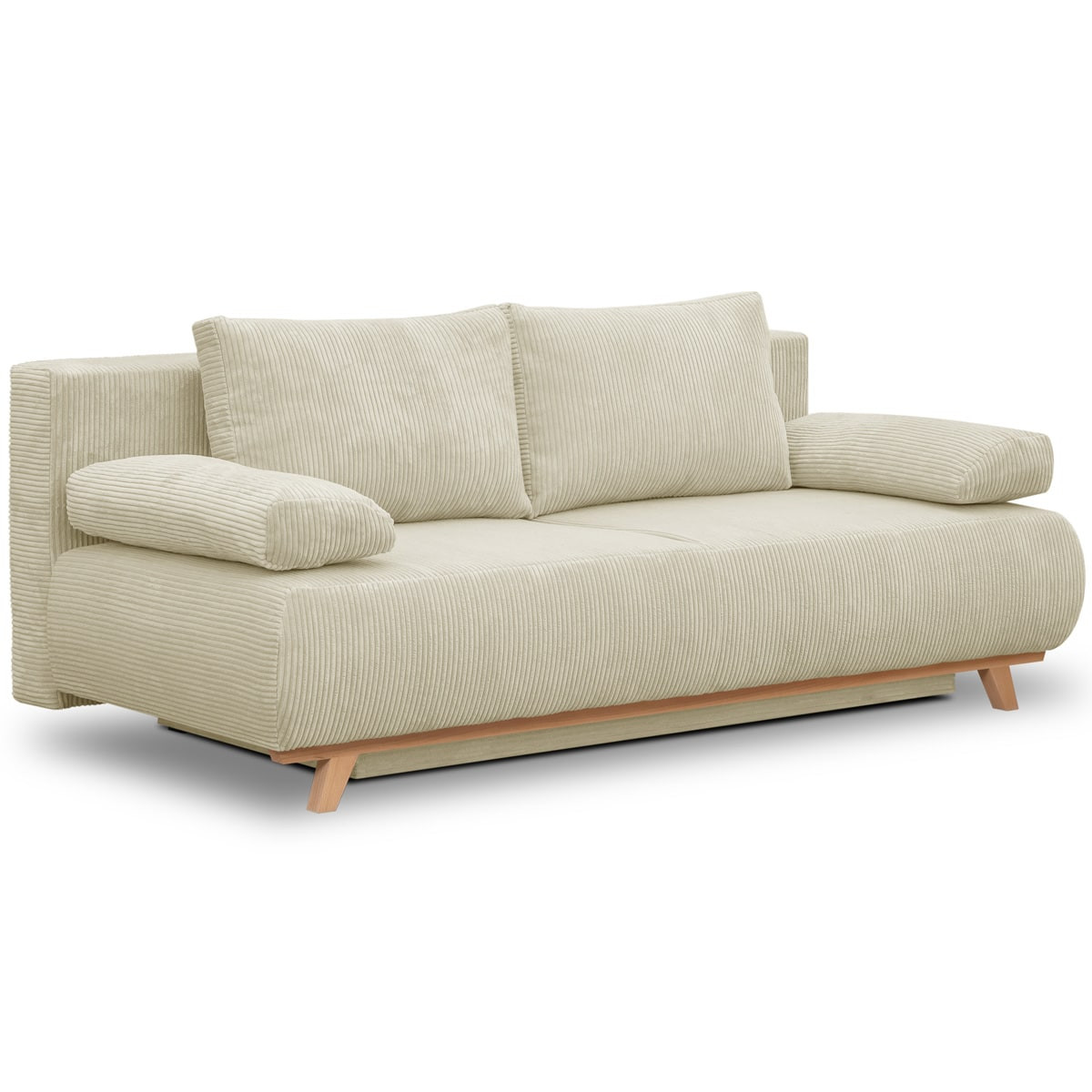 Canapé convertible 3 places en velours côtelé - LARIA beige, HOMIFAB