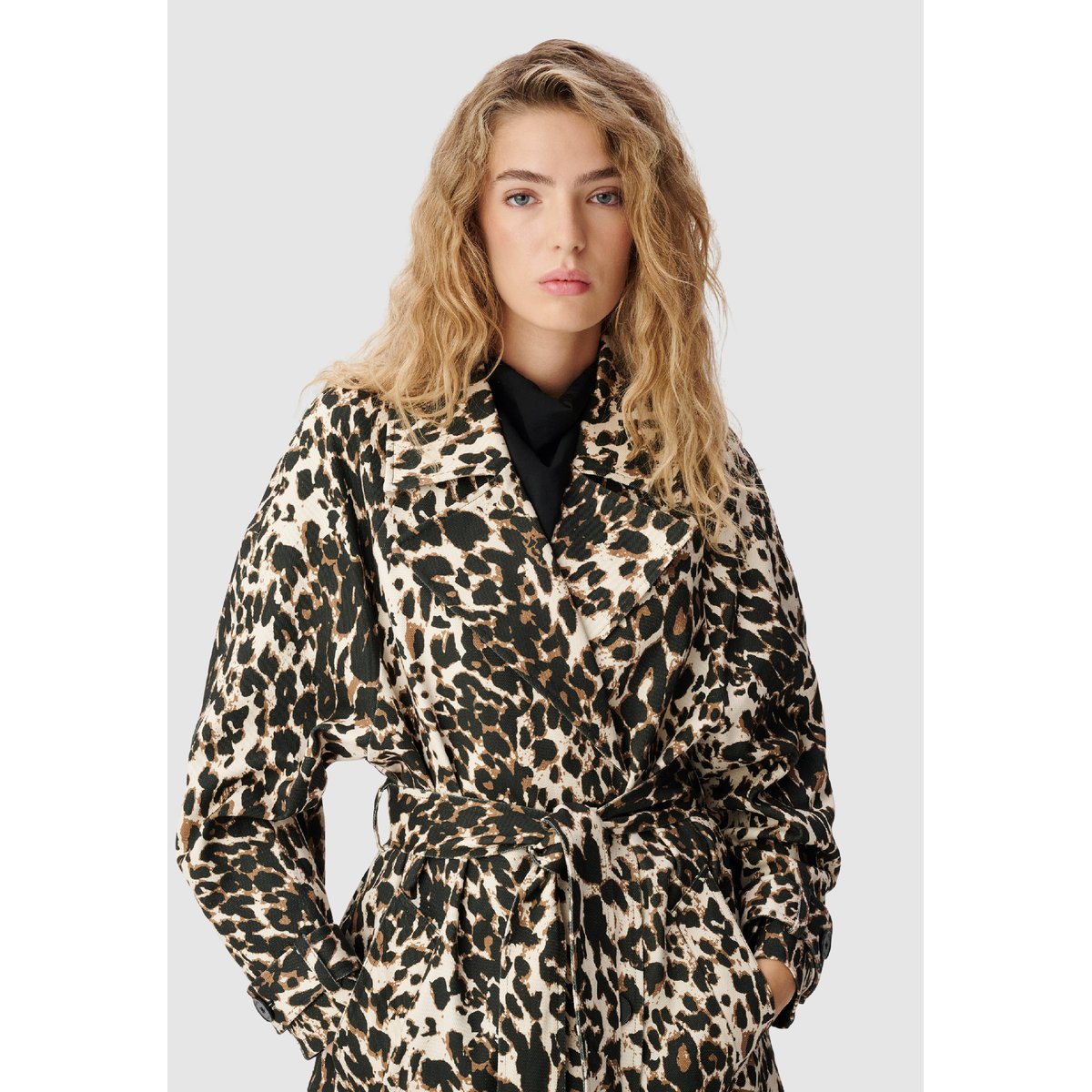 Trench en jean à motif léopard marron, IKKS