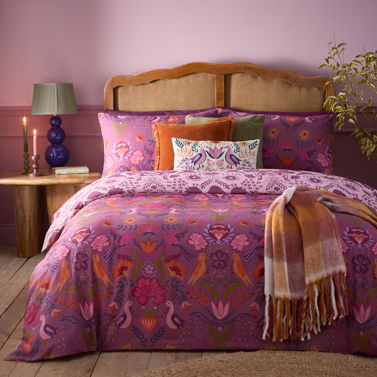 Broderie Duvet Cover and Pillowcase Set purple, FURN.