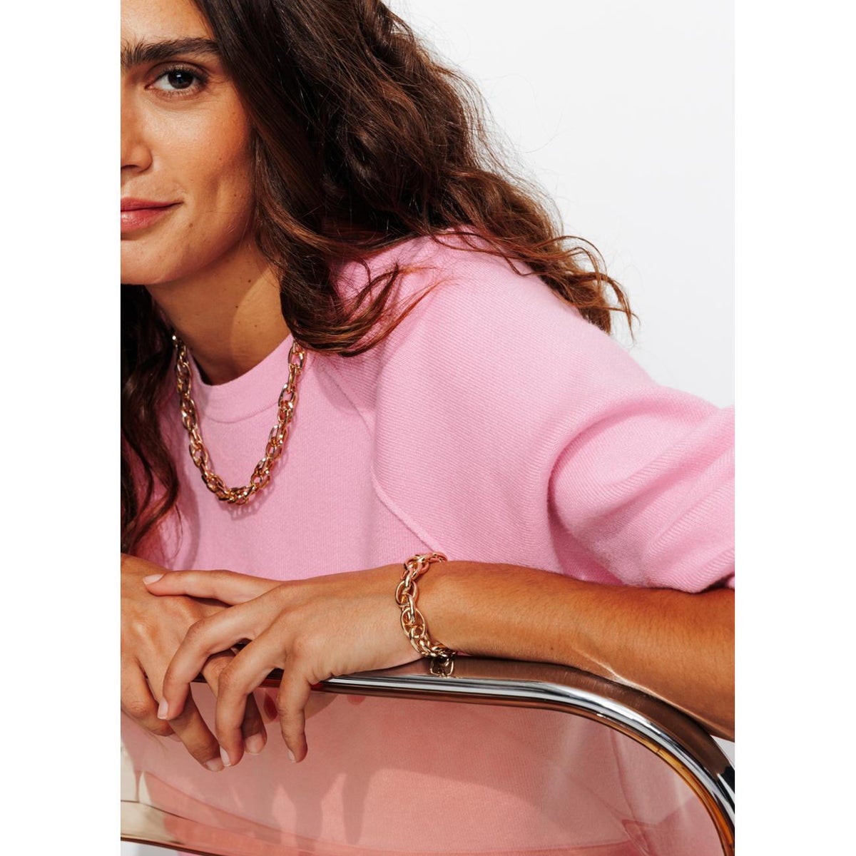 Pull uni col rond rose, PROMOD