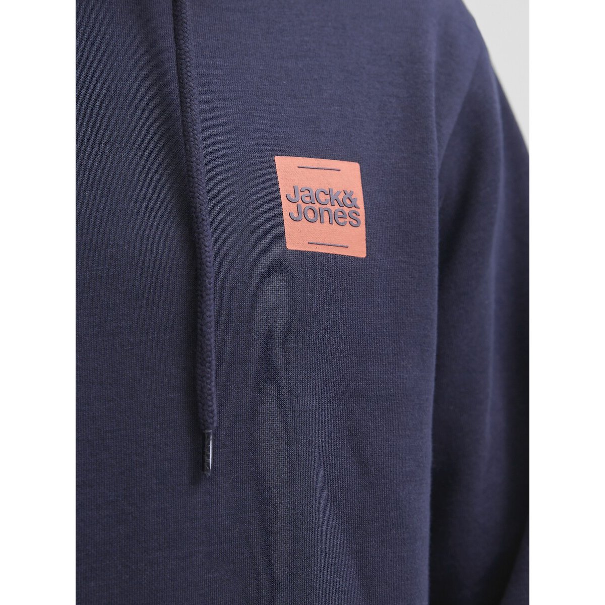 Felpa con cappuccio piccolo logo blu marino, JACK & JONES