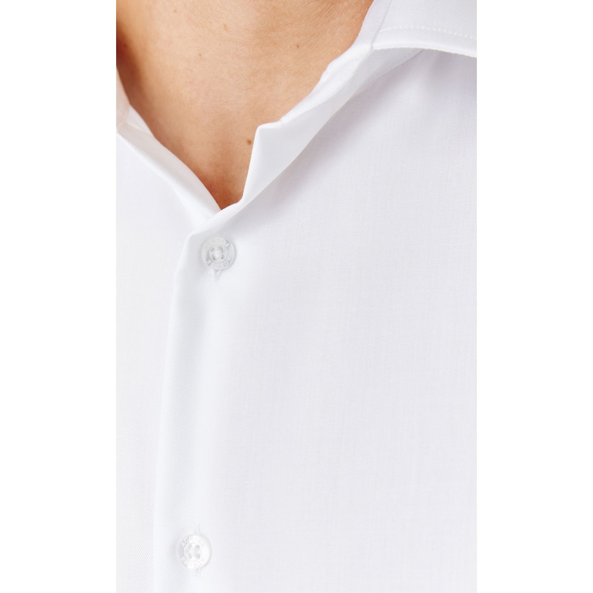 Chemise Regular fit sans repassage en twill de coton blanc, ACROSS