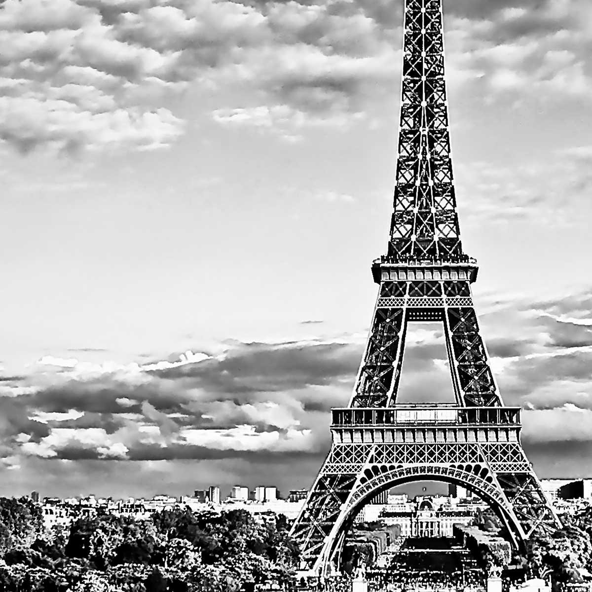 Affiche encadrée tour Eiffel noir et blanc affiche + cadre en métal - noir, HEXOA