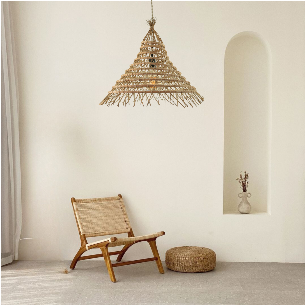 Suspension tressée en fibres de palmier, K1 beige, GERARD LAMY