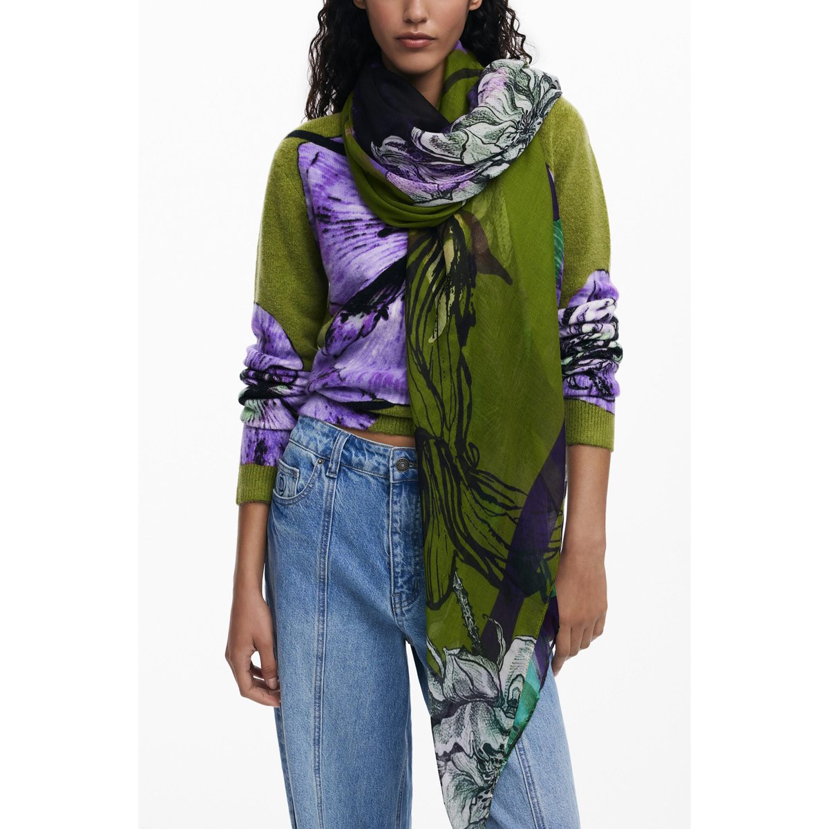 Foulard conçu par Mr. Christian Lacroix vert, DESIGUAL
