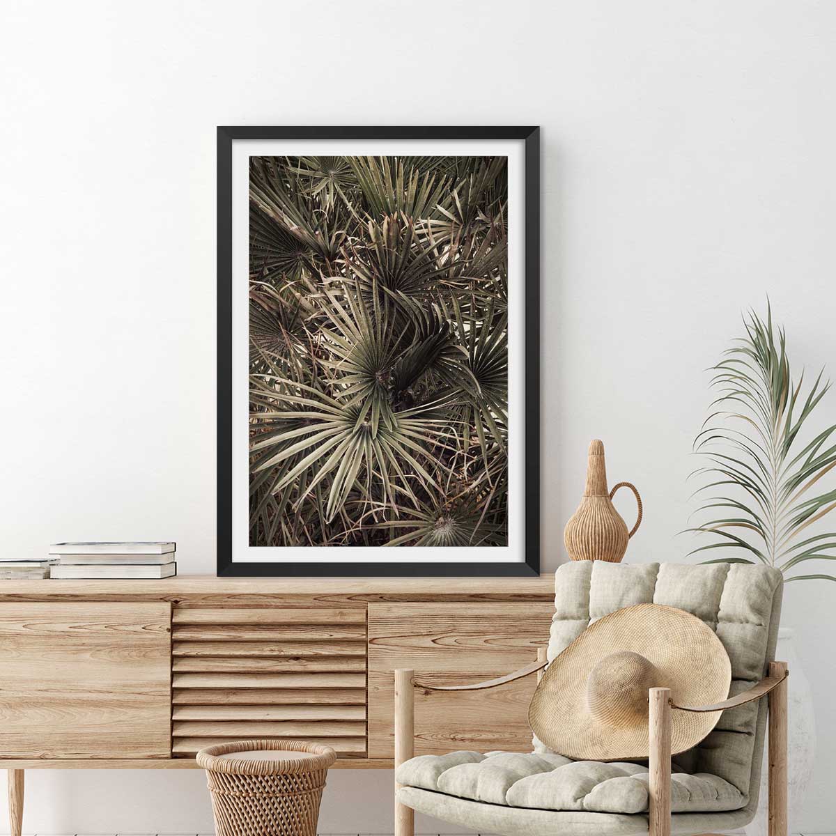 Poster tropicana mood affiche + cadre en bois - noir, HEXOA