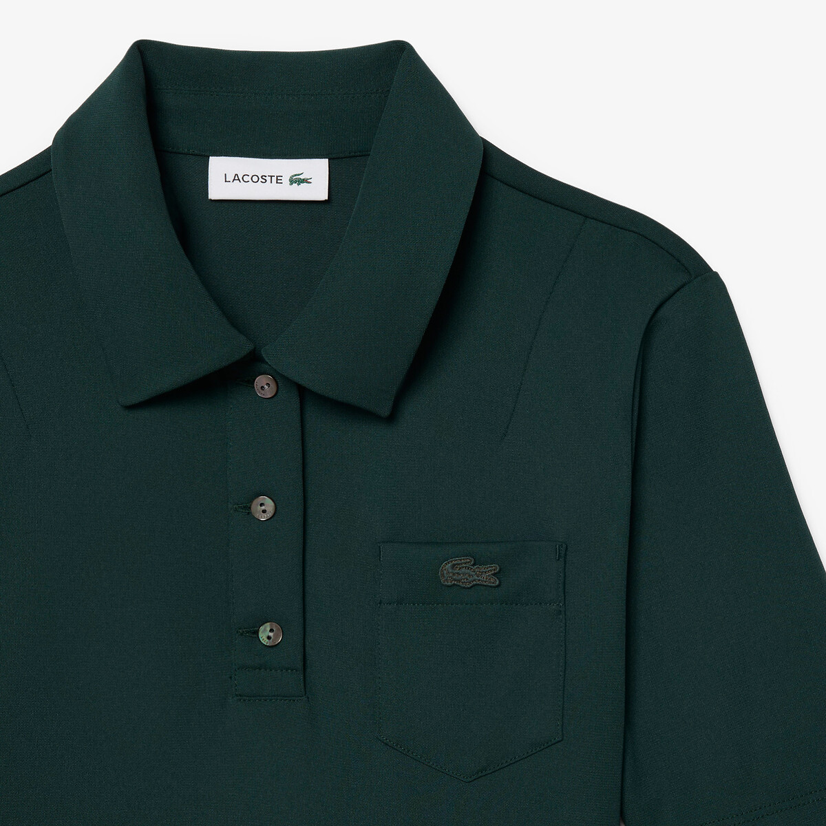 Robe midi à manches courtes, jupe plissée vert foncé, LACOSTE