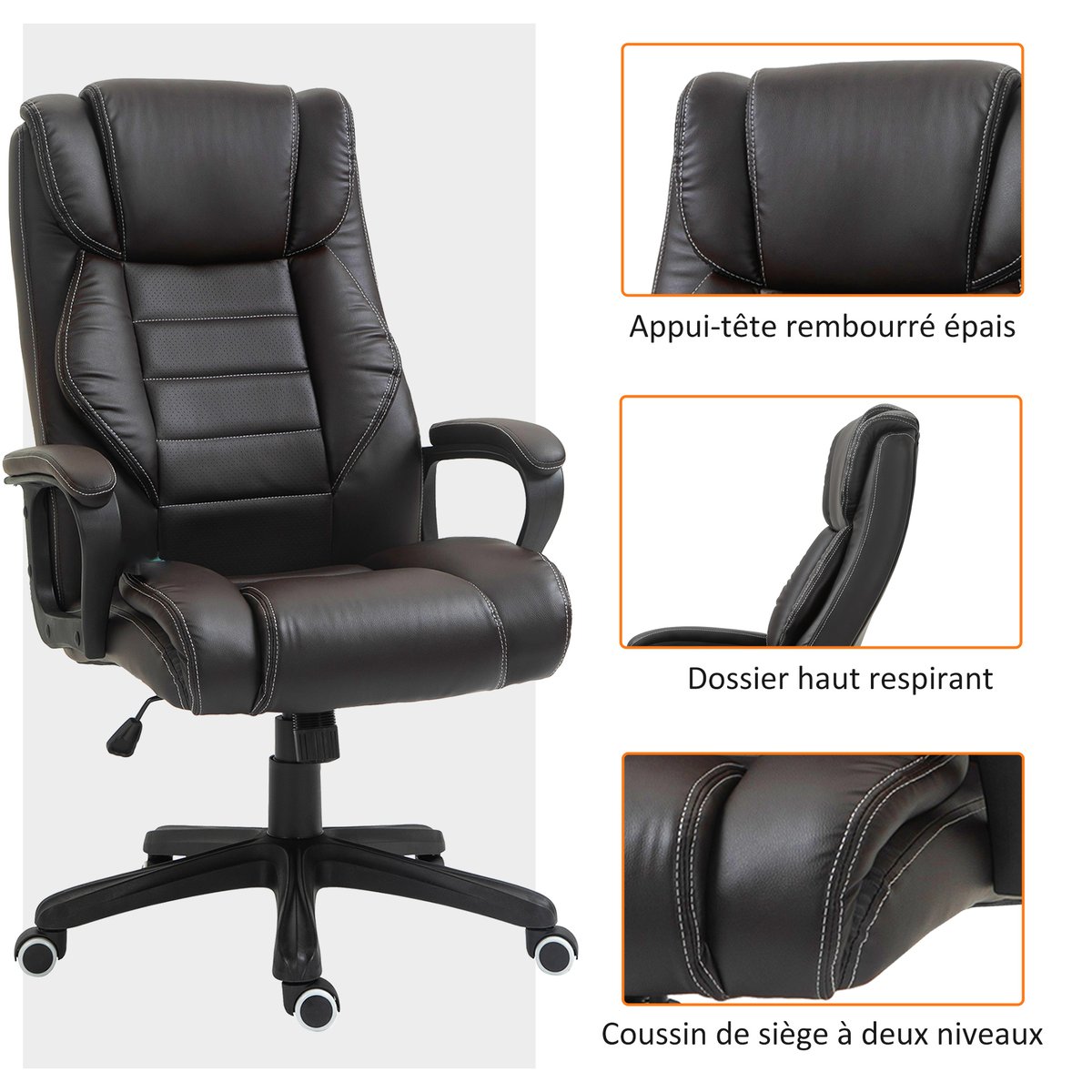 fauteuil de bureau avec fonction massage brun, HOMCOM