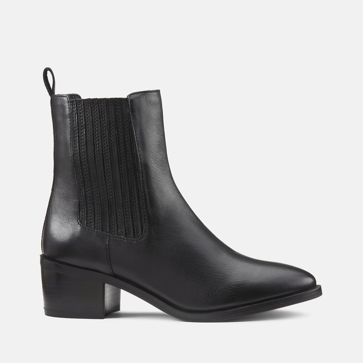 Elastikstiefel mit Absatz, aus Leder schwarz, LA REDOUTE COLLECTIONS