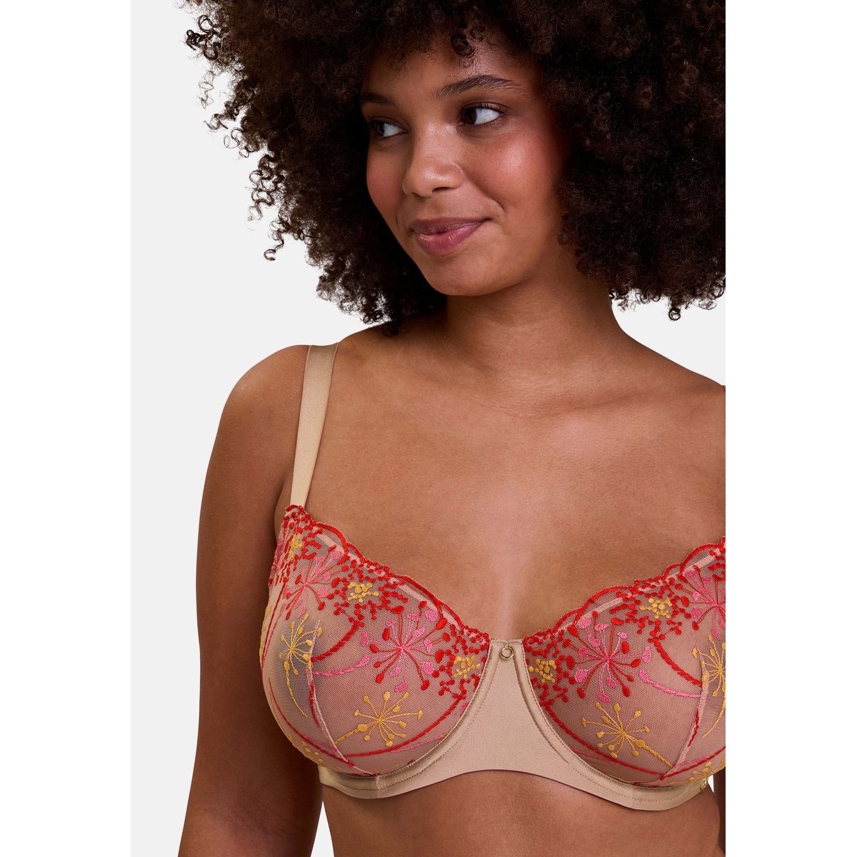 Soutien-gorge corbeille GEORGIA broderie multicolore fond tuscany, SANS COMPLEXE