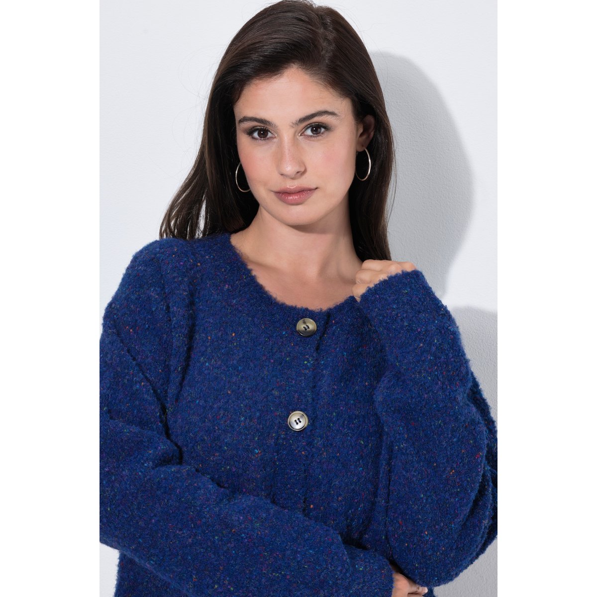 Cardigan col rond et manches longues bleu cobalt, ULLA POPKEN