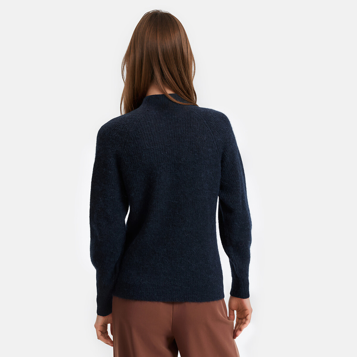 Signatures Aristide High Neck Jumper in Alpaca Blend navy blue, LA REDOUTE COLLECTIONS