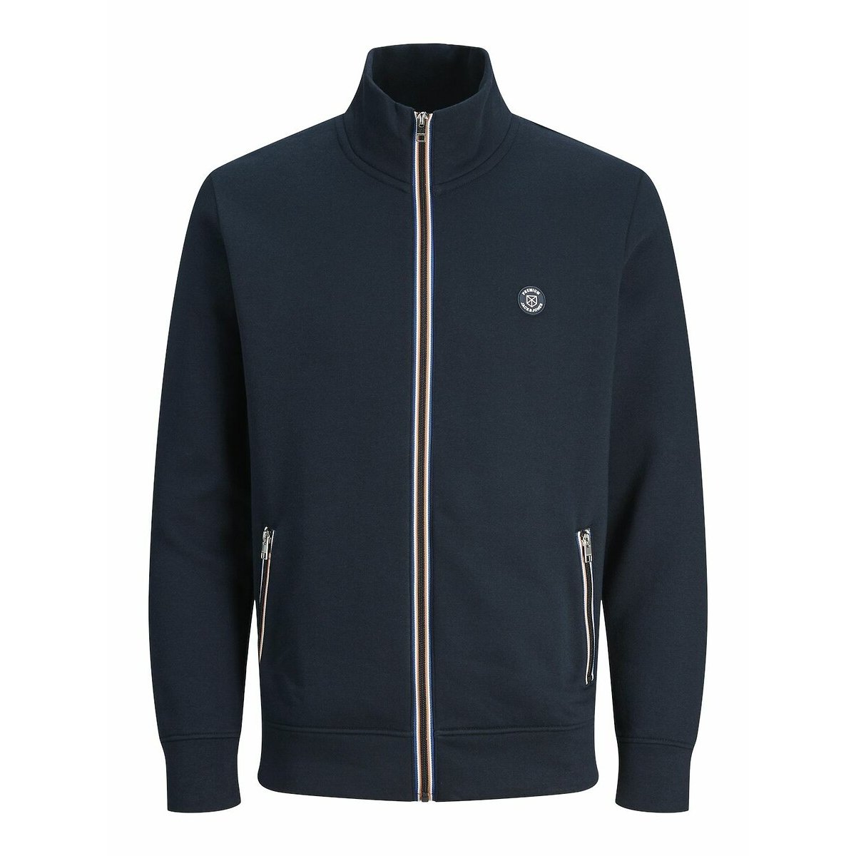 Sweat zippé col montant bleu marine, JACK & JONES