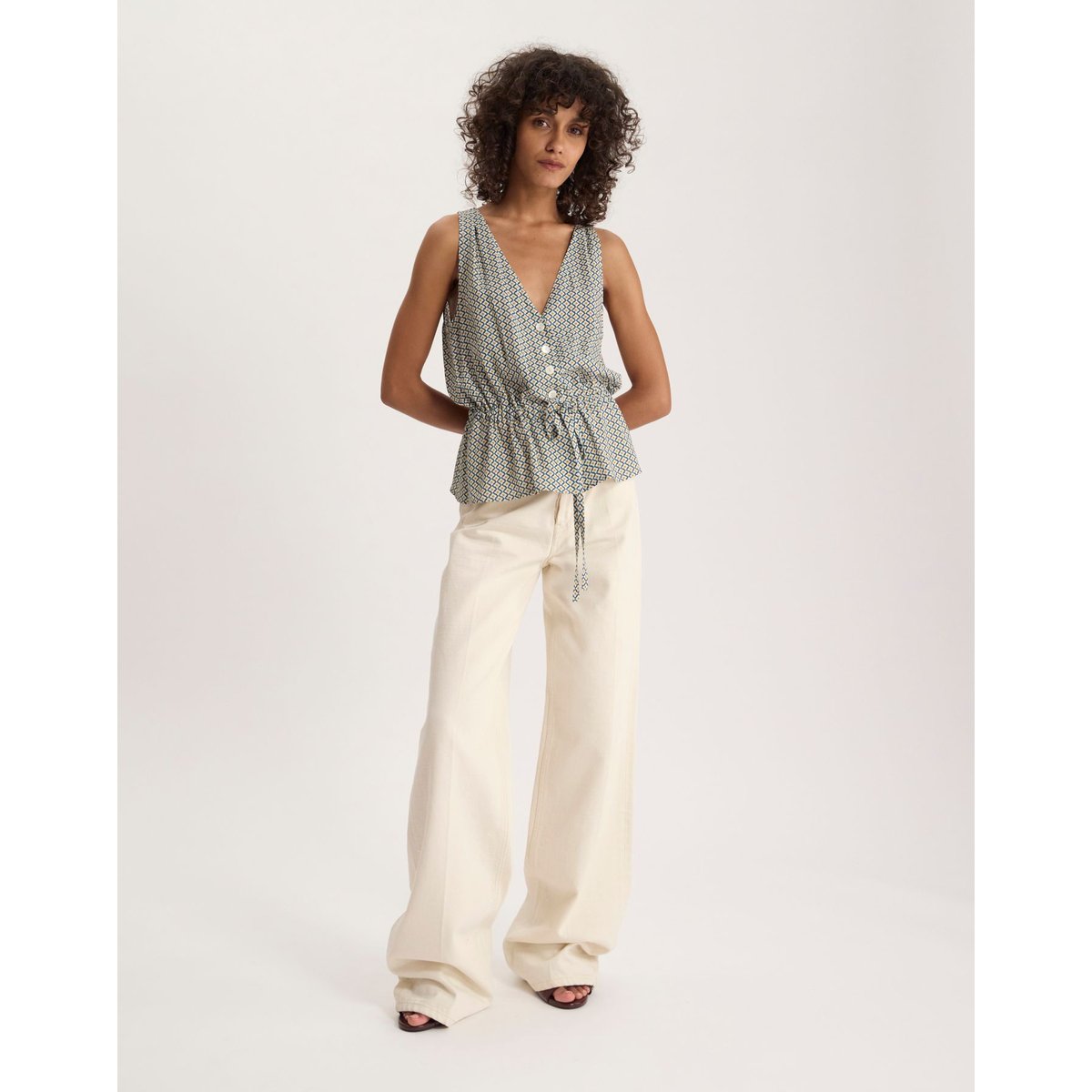 Top Magda en coton bleu, INES DE LA FRESSANGE PARIS