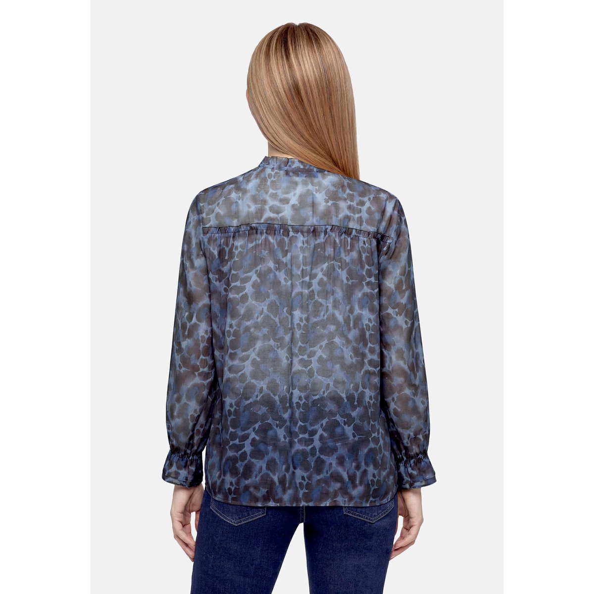 Chemisier en chiffon à imprimé animalier bleu/marron, BETTY BARCLAY