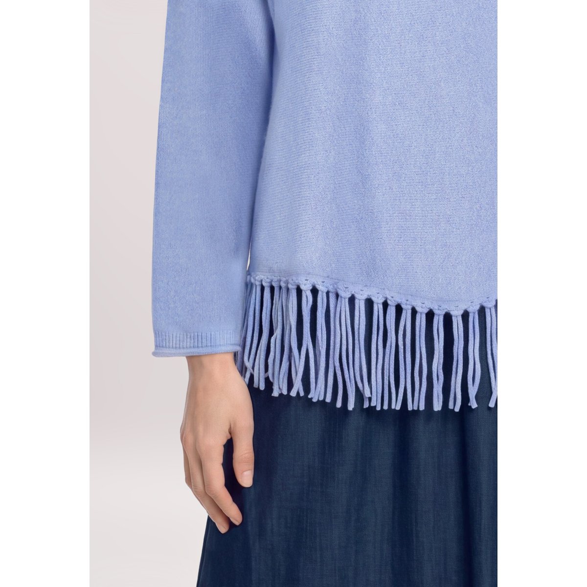 Pull-over en maille à encolure en v light blue melange, CARTOON