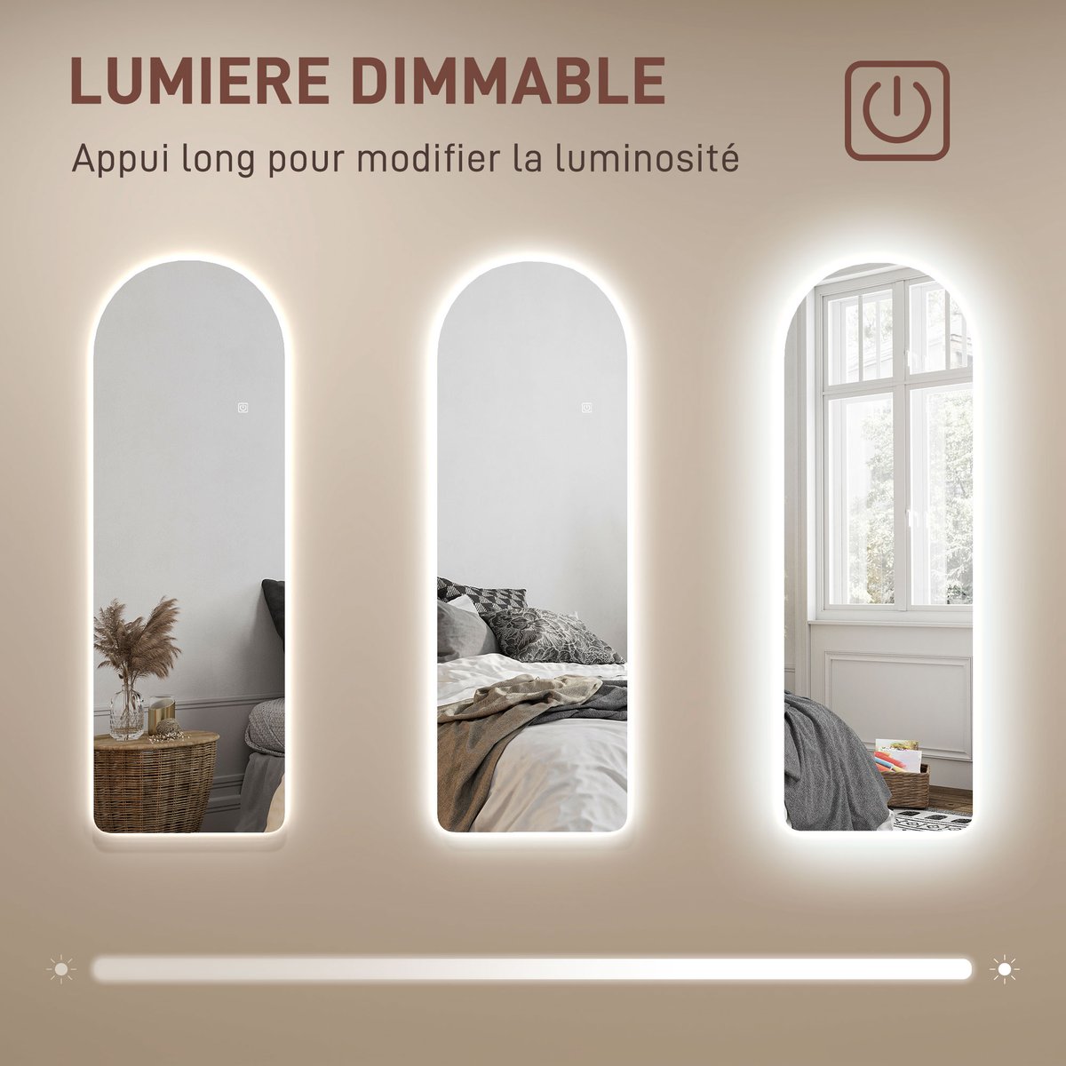 Miroir en pied Verre trempé Transparent gris, HOMCOM