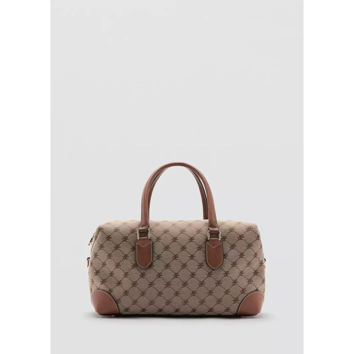 Sac bowling logo jacquard marron moyen, MANGO