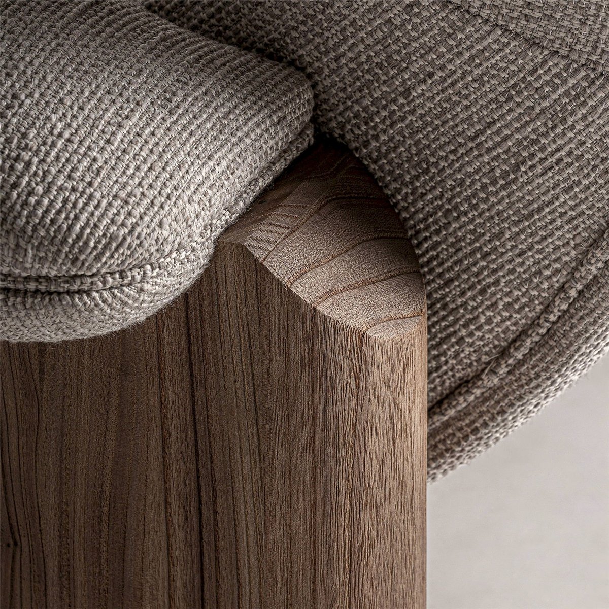 Fauteuil en jacquard, Finition bois vieilli marron vieilli et beige naturel, RECOLLECTION