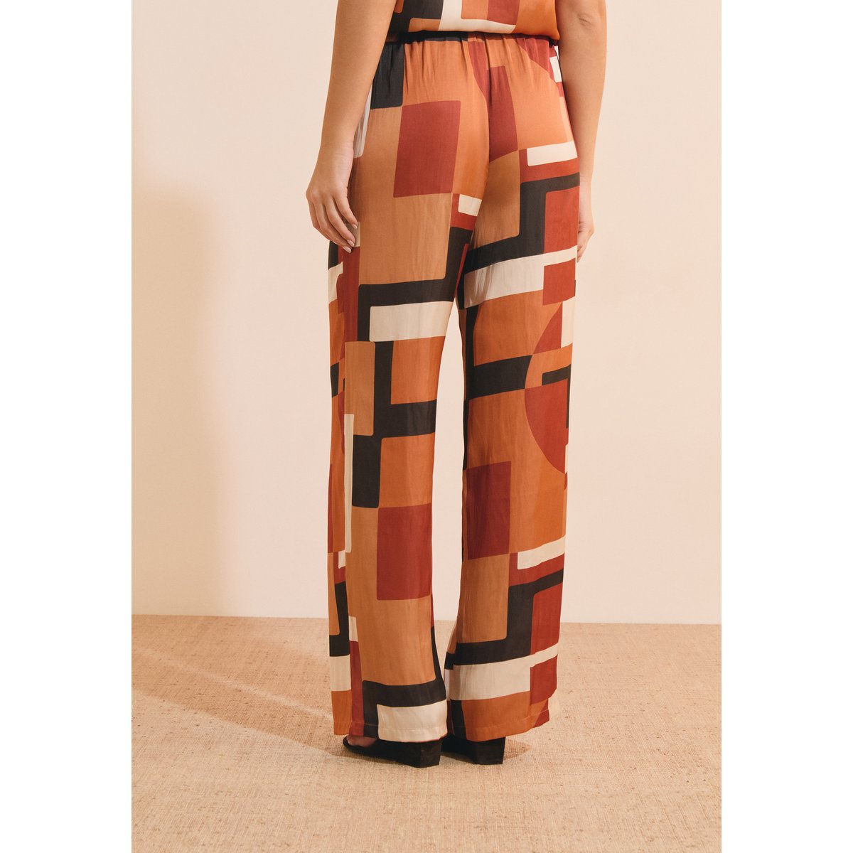 Pantalon à imprimé géométrique HERNEST IMP imp fd marron, ETAM