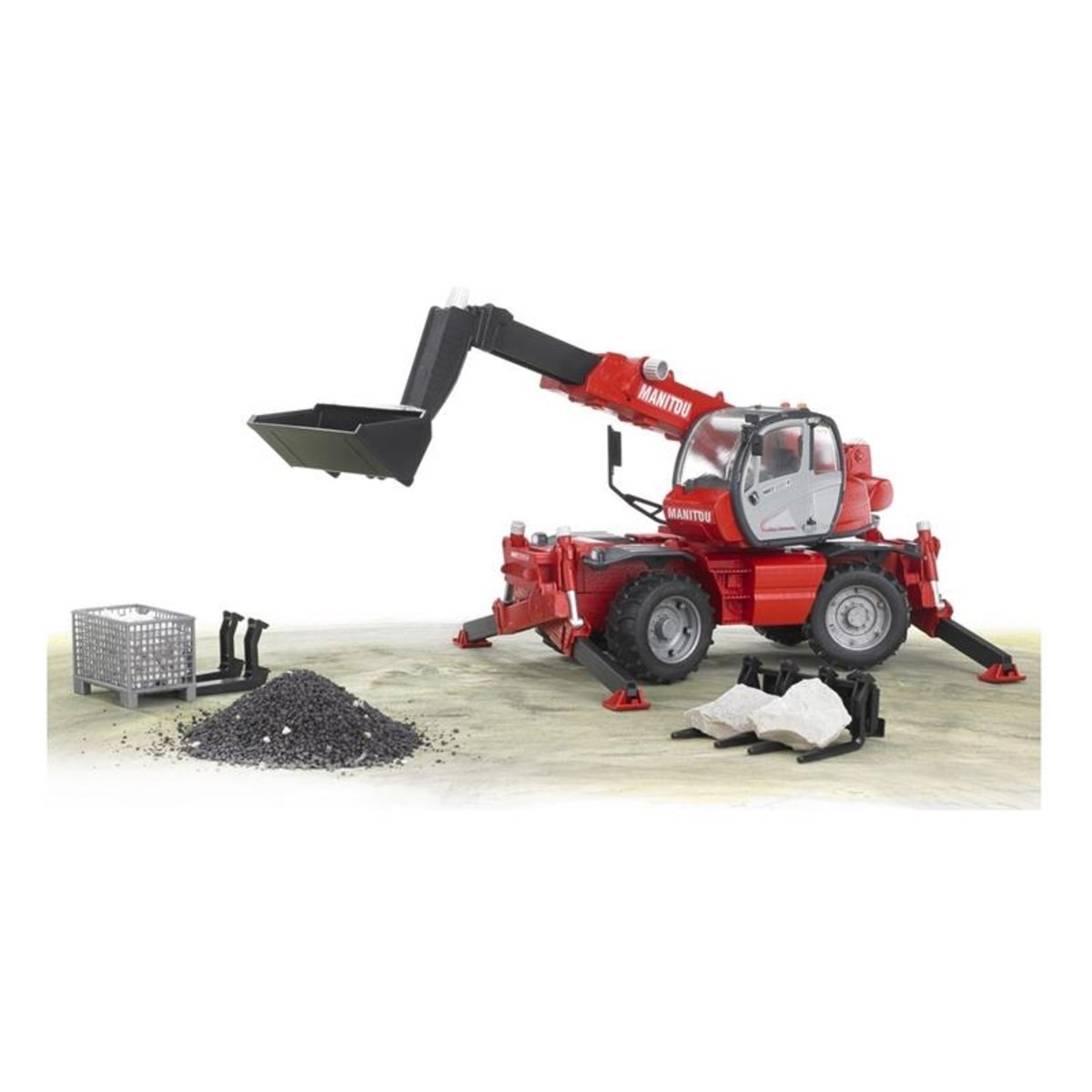 Chariot télescopique MANITOU MRT 2150 PRIVILÈGE rouge, BRUDER