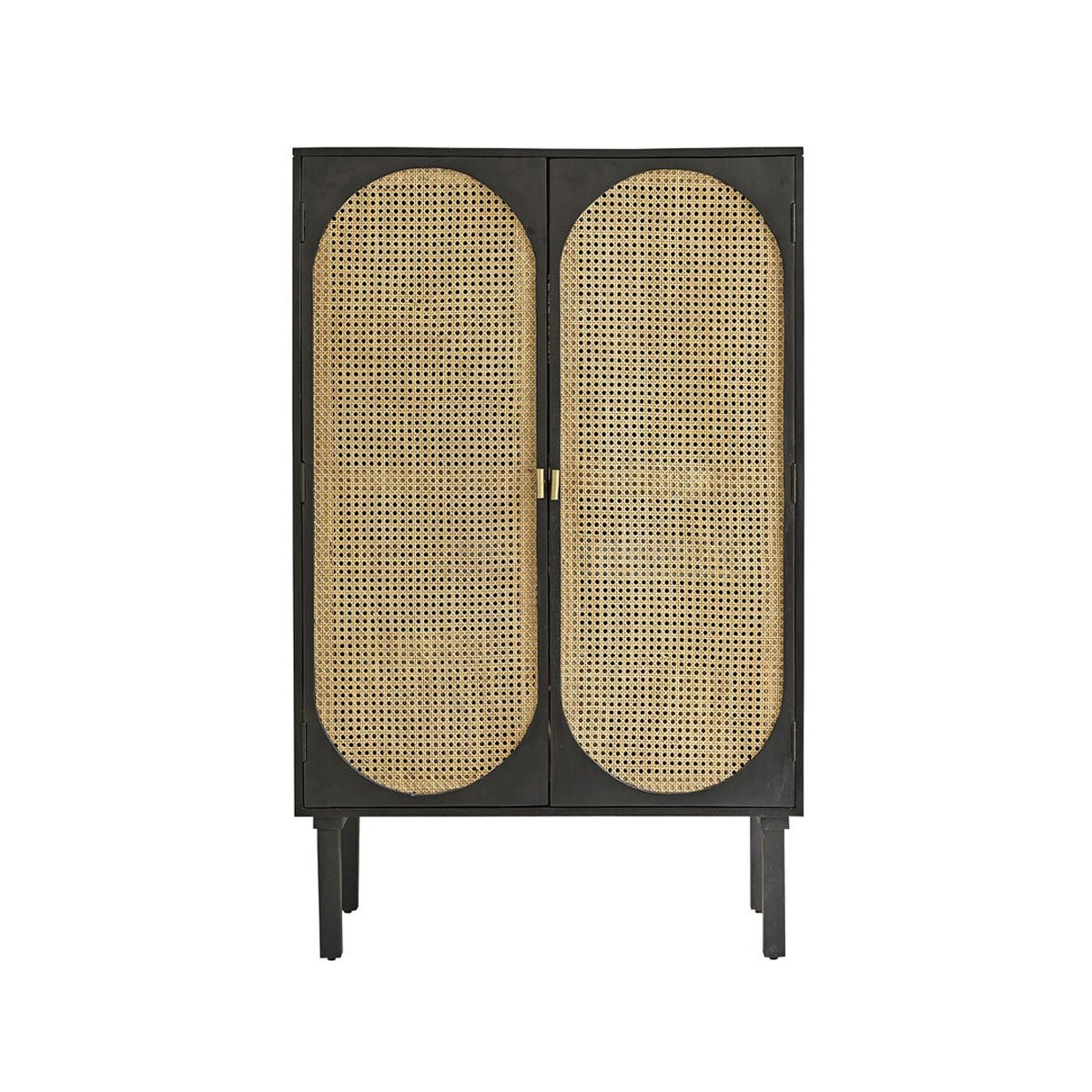 Armoire 2 portes en bois massif et cannage ZULMA noir, BERAH GETAH