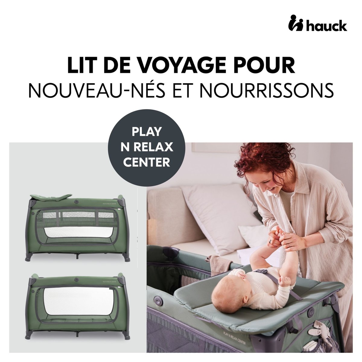 Lit parapluie 3 en 1 Sleep N Play Center vert foncé, HAUCK