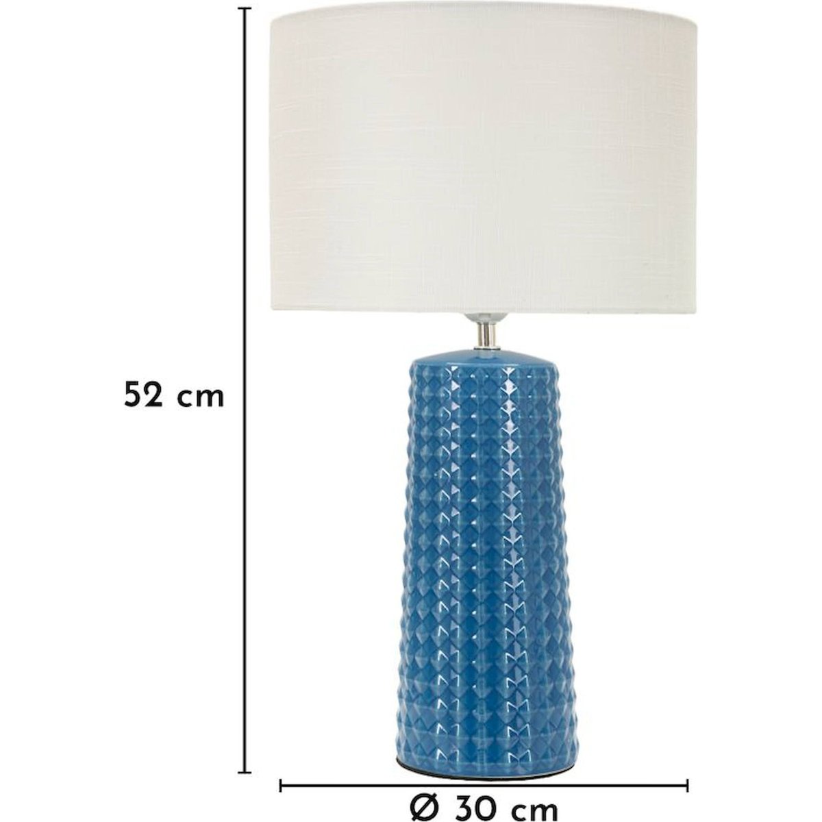 Lampe à poser céramique texturée abat-jour tissu bleu et blanc, RECOLLECTION