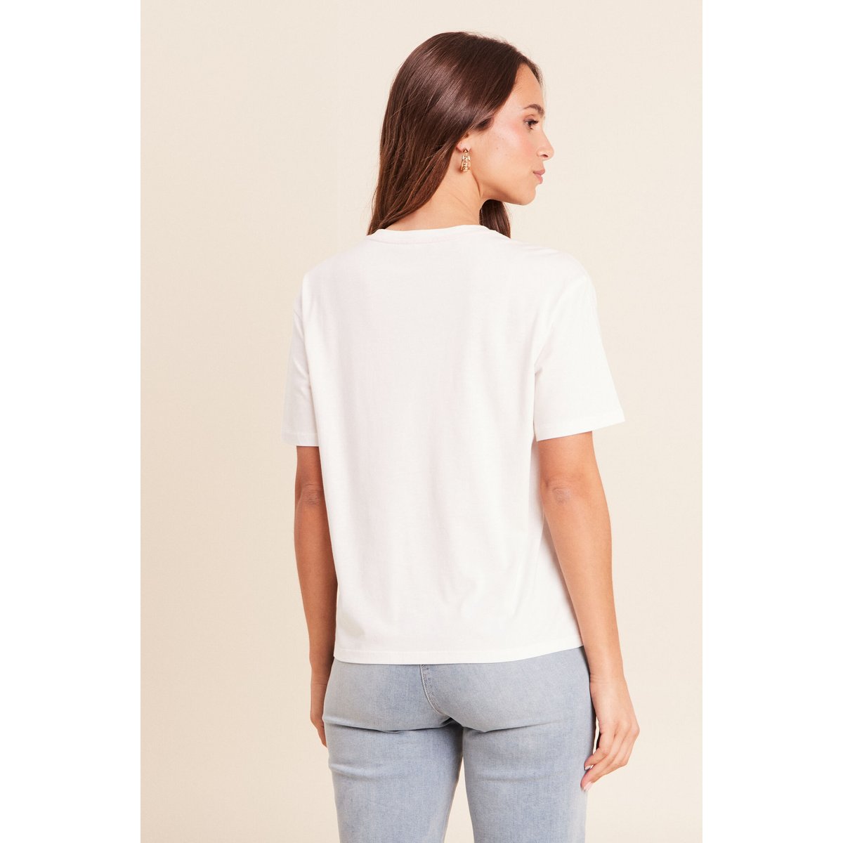T-shirt broderie manches courtes ecru, BREAL