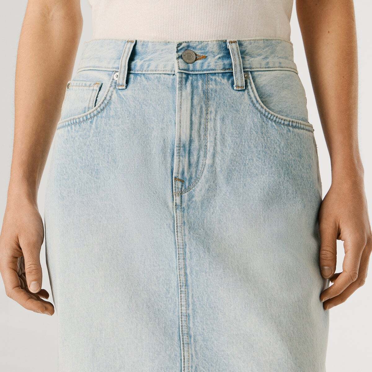 Jupe Courte Coupe Regular En Denim javel vintage, PEPE JEANS