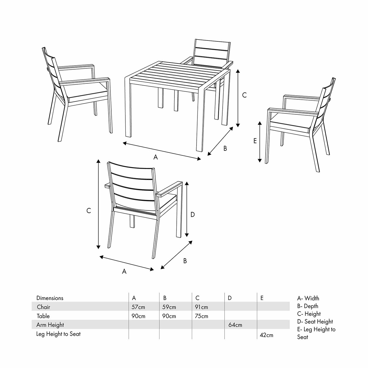 Aruba Outdoor 4 Seater Dining Set stone beige, SO'HOME