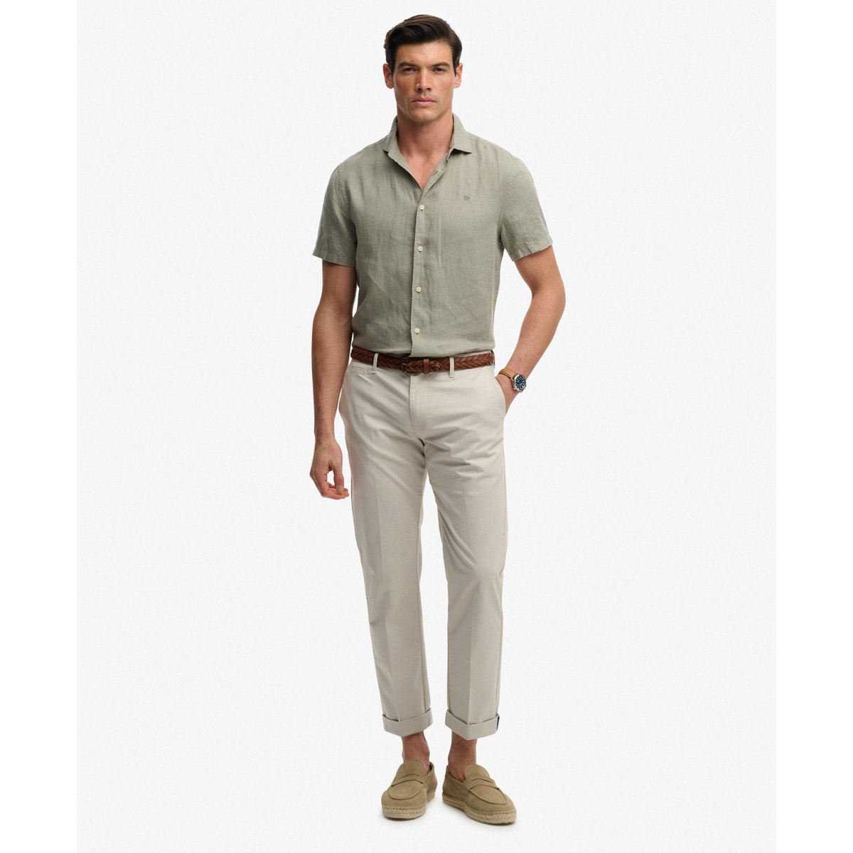 Chino Premium coupe classique gris jour de pluie, SUPERDRY