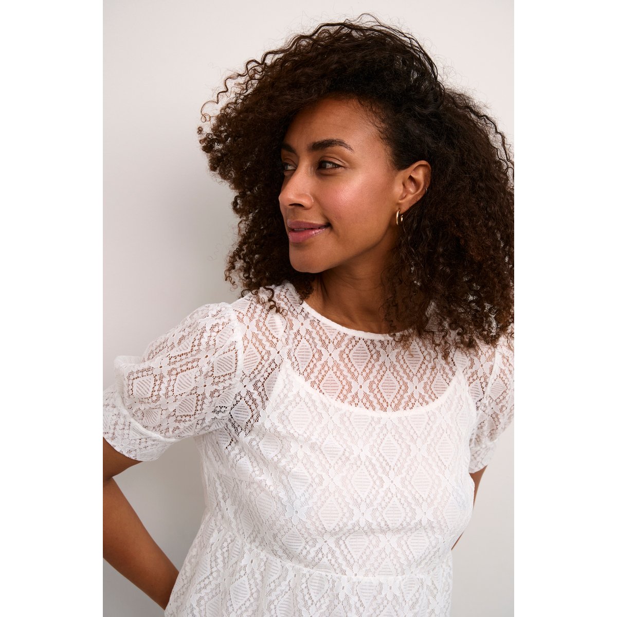 Short sleeved blouse blanc snow white, CREAM
