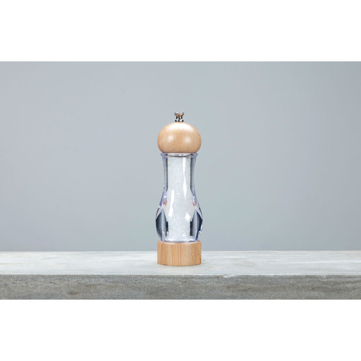 Moulin à sel 19cm en bambou naturel-transparent, MENASTYL