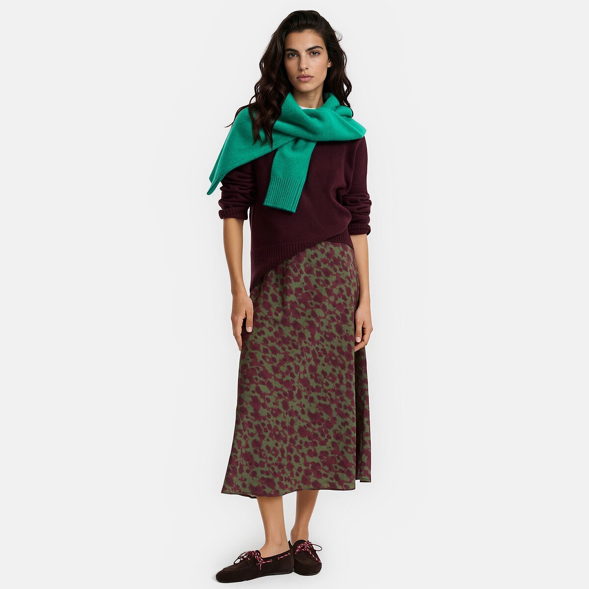 Tie-dye print maxi skirt plum print, LA REDOUTE COLLECTIONS