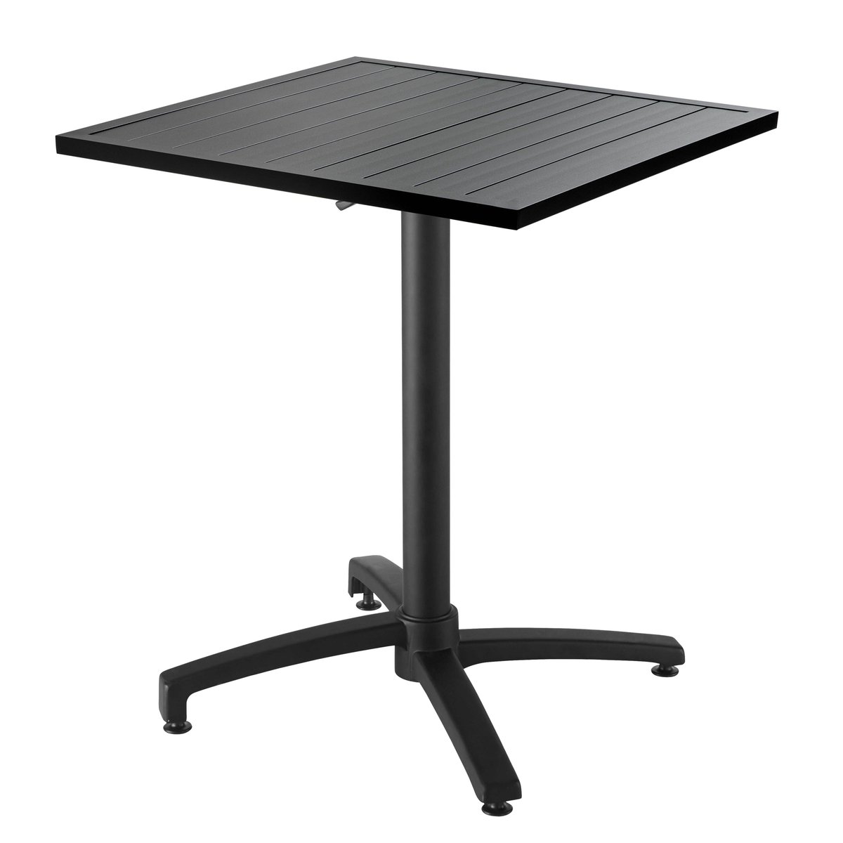 Table de terrasse rabattable carrée et 4 fauteuils aluminium et résine gris, OVIALA