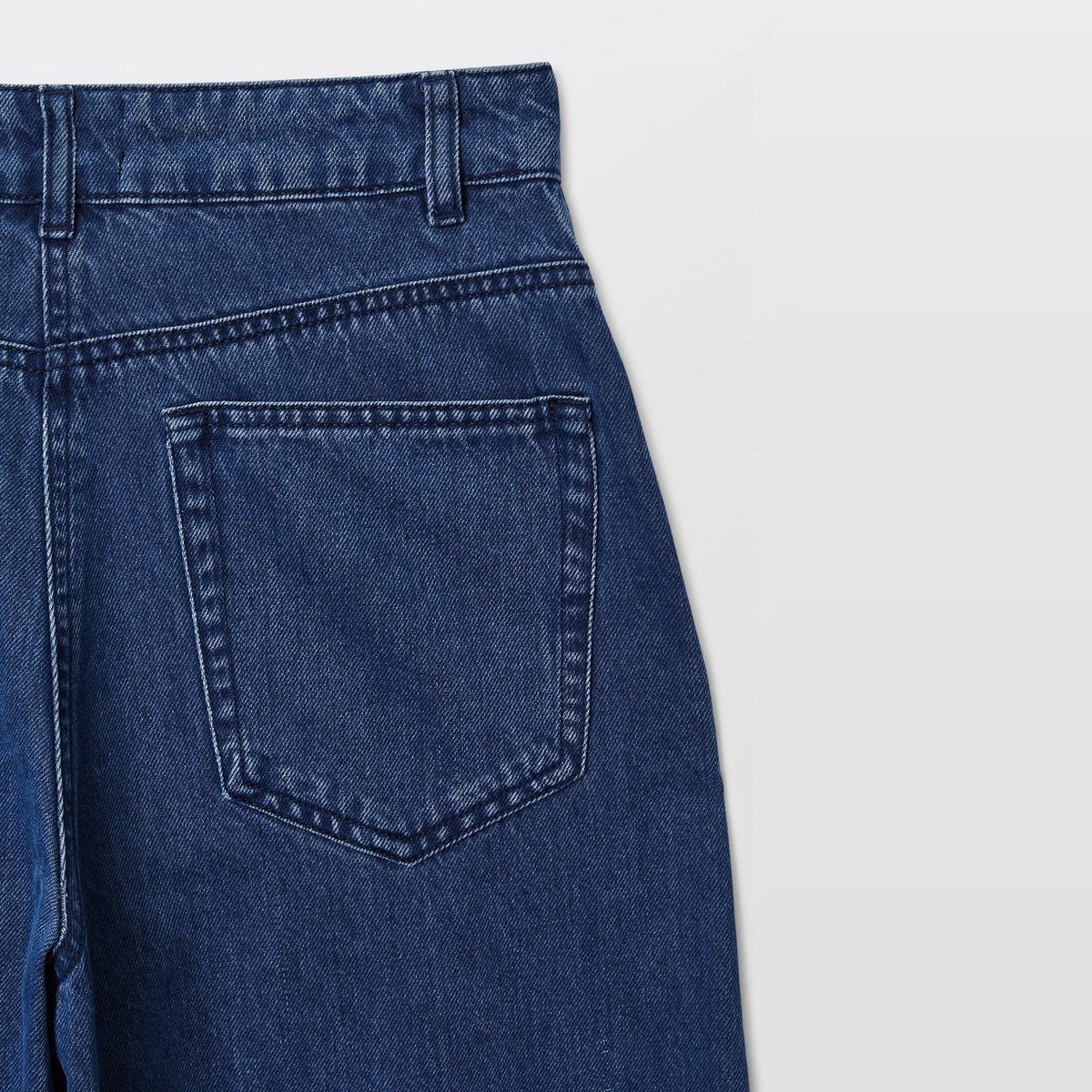 Jean barrel en coton, poches côtés bleu grise, MONOPRIX