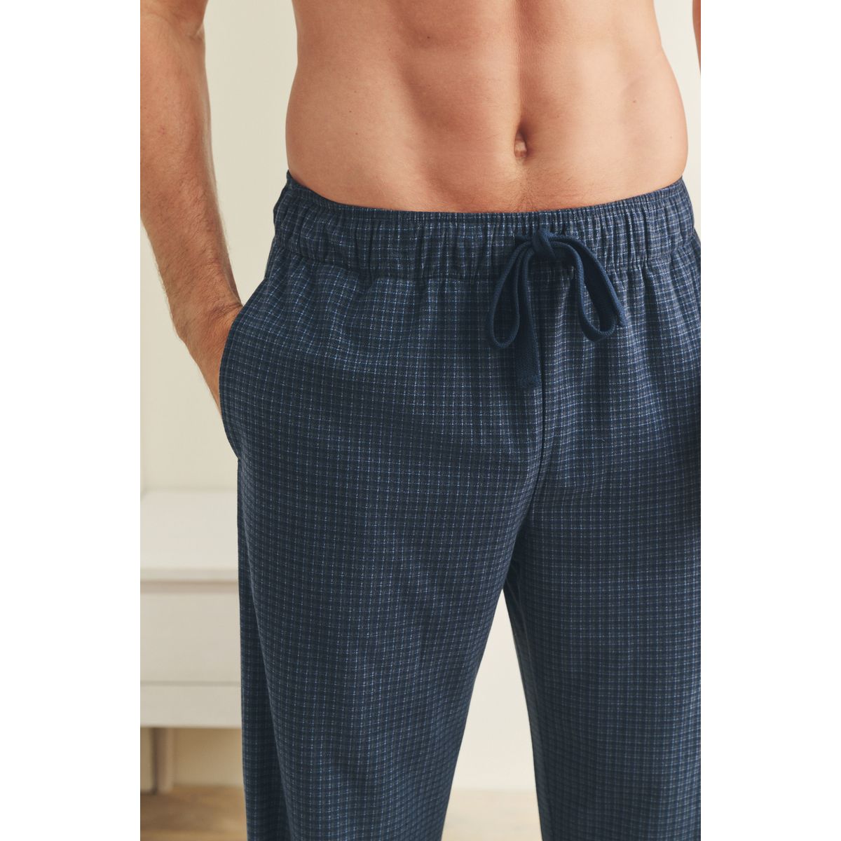 Bas de pyjama douillet aux carreaux bleu marine, NEXT