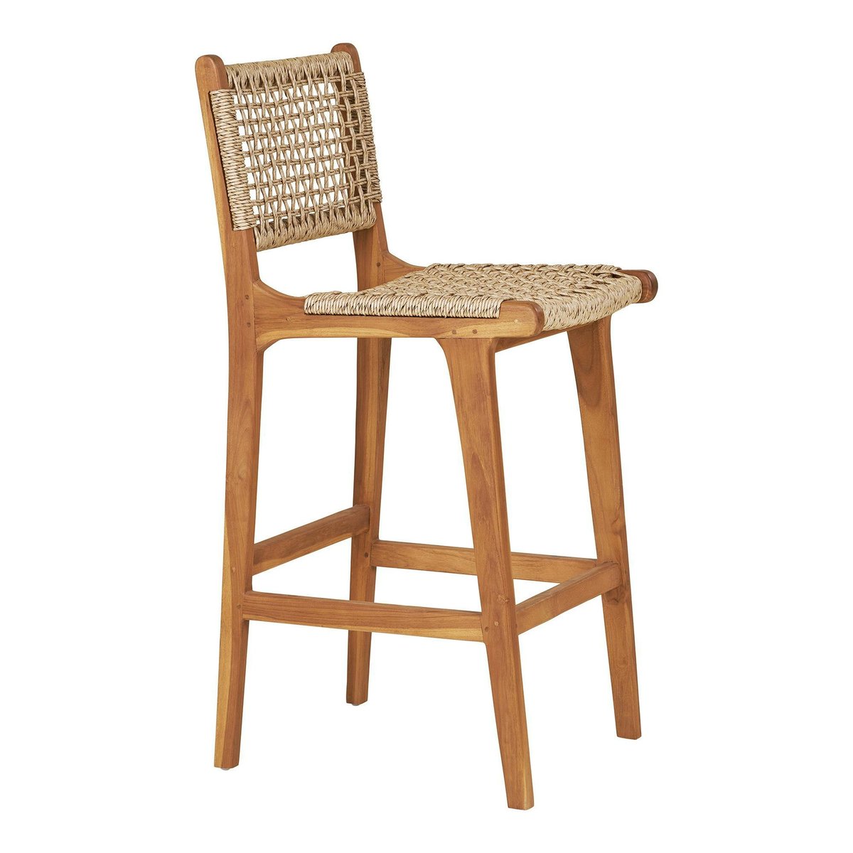 Chaise de bar jardin en teck et résine tressée MENDOZA bois naturel, PIER IMPORT