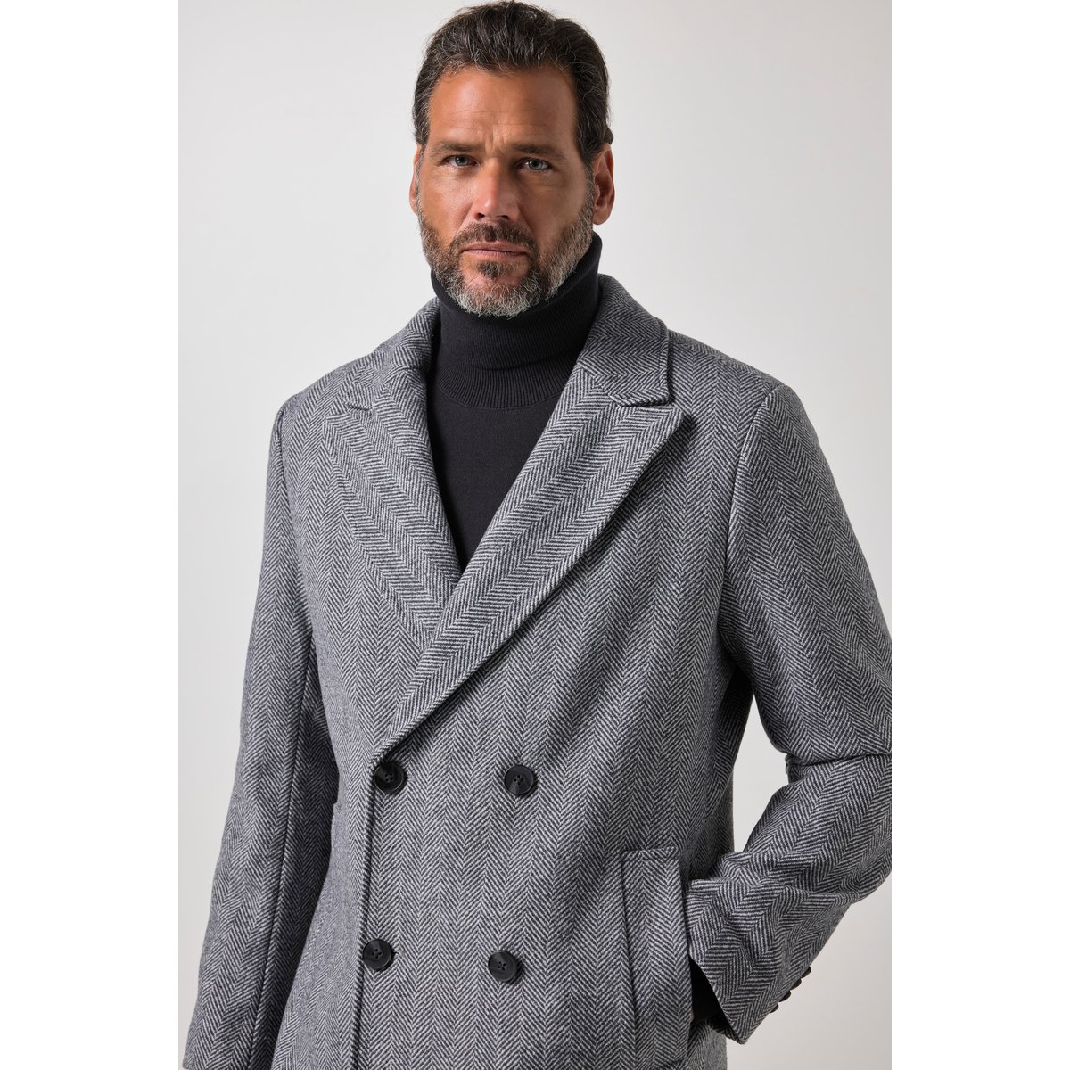 Manteau en laine mélangée gris graphite, JP1880
